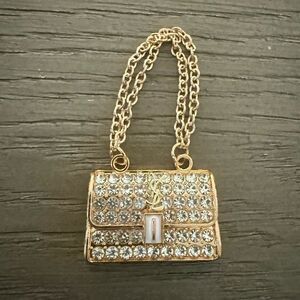 New labubu ysl design Elegant Gold Crystal Purse